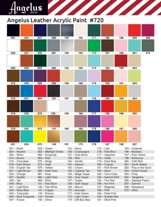 angelus leather dye color chart